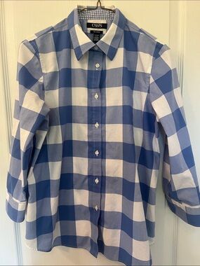 Chaps Blue & White Buffalo Check Button-Down Shirt